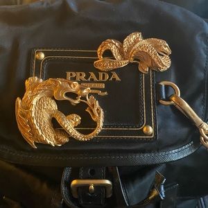 Rare Limited Addition Prada Black with Dragon Logo Backpack